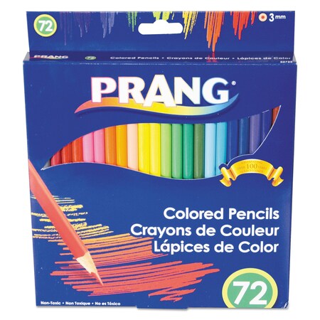 Prang Colored Pencil Sets, 3 mm, 2B (#1), Assorted Lead/Barrel Colors, PK72 22725